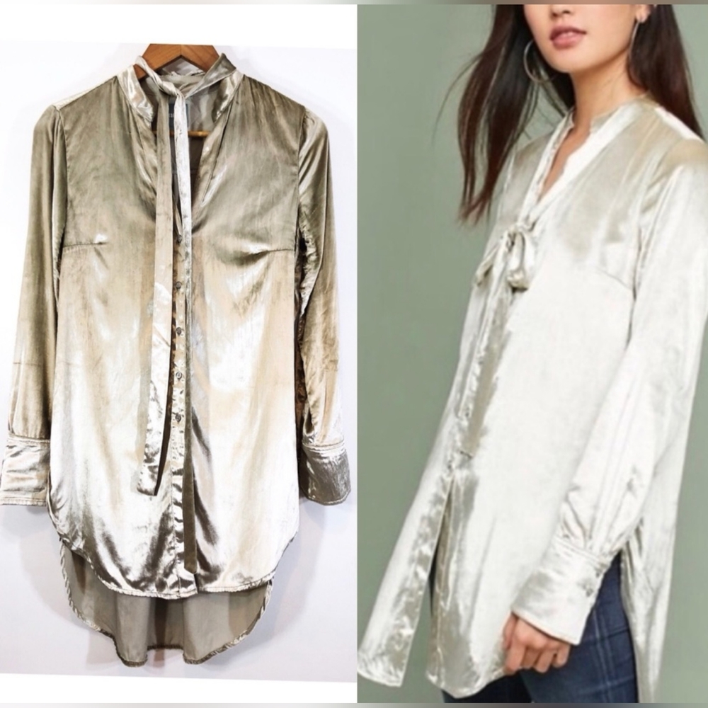 Anthropologie Maeve crushes velvet tunic top